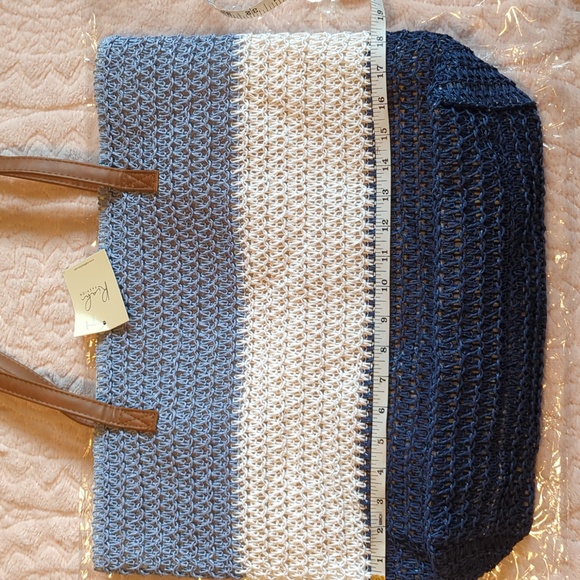 LAST ONE! Shades of Blue Rattan Crochet Shopper/Beach/Tote Bag - Picture 6 of 7